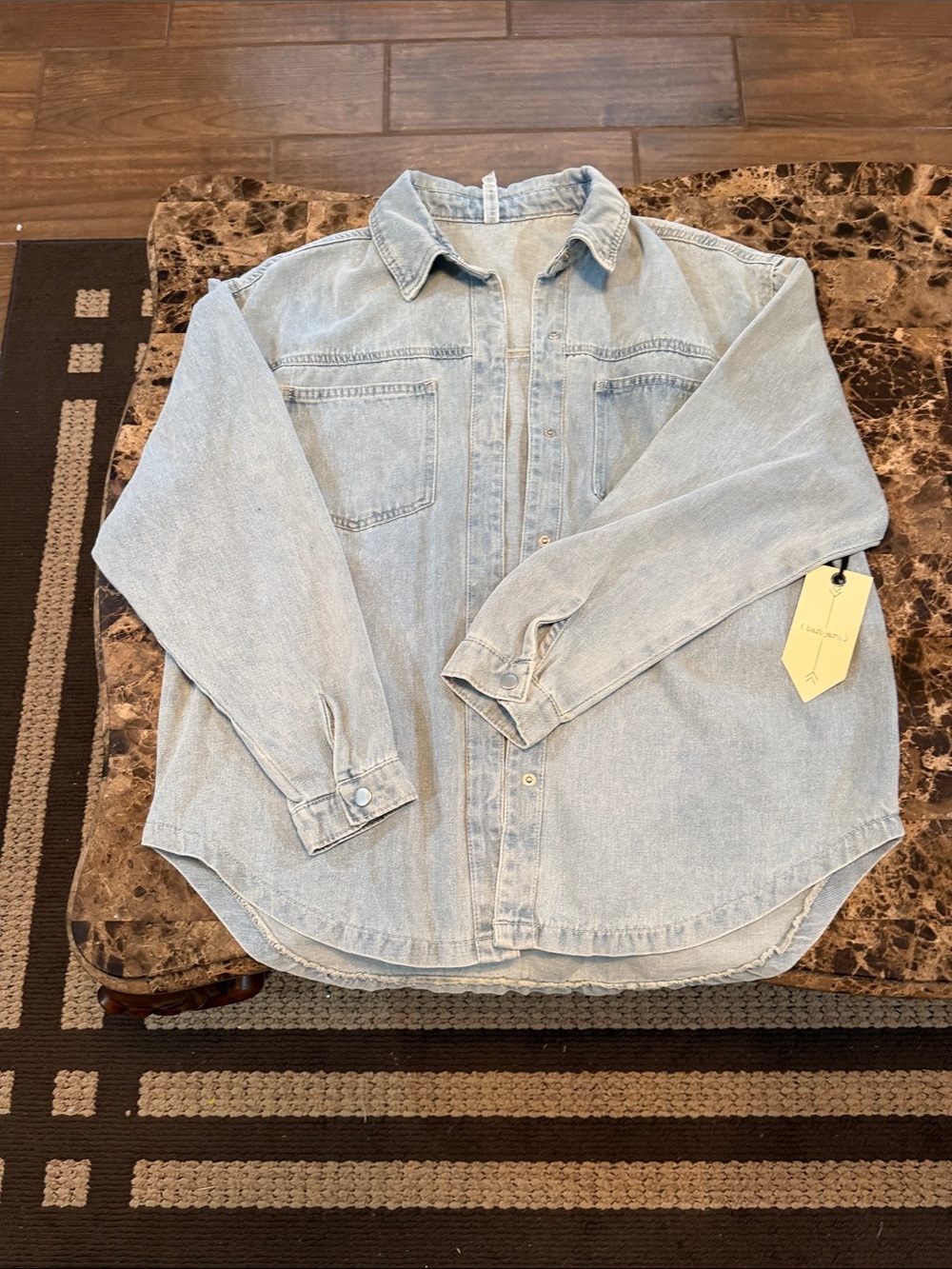 Light Wash Denim Button-Front Shirt - Women